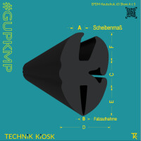 Gummi Klemmprofil 5 mm 3 mm Breite 19 mm