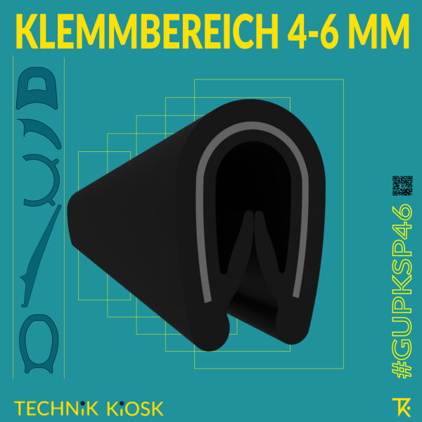 Kantenschutzprofil Klemmbereich 4-6 mm