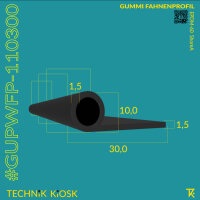 Gummi Fahnenprofil 10,0 mm Ø x 30,0 mm