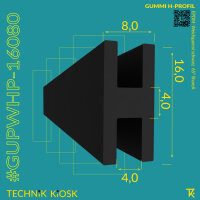 Gummi H Profil 16 x 8,0 - 4,0 mm
