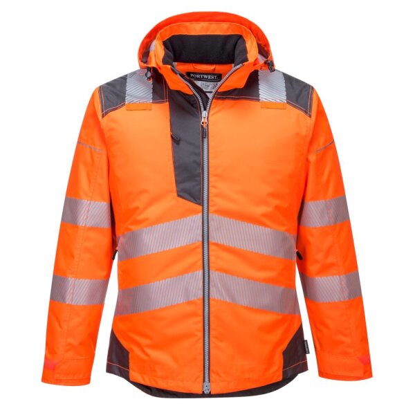 Portwest Warnschutz-Regenjacke T400 Orange/Grau-XL
