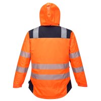 Portwest Warnschutz-Regenjacke T400 Orange/Marine-S