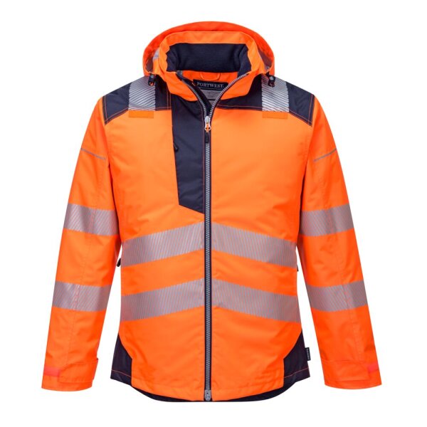 Portwest Warnschutz-Regenjacke T400 Orange/Marine-L