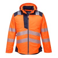 Portwest Warnschutz-Regenjacke T400 Orange/Marine-L