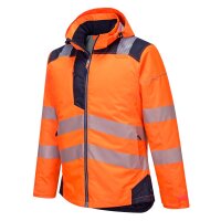 Portwest Warnschutz-Regenjacke T400 Orange/Marine-L