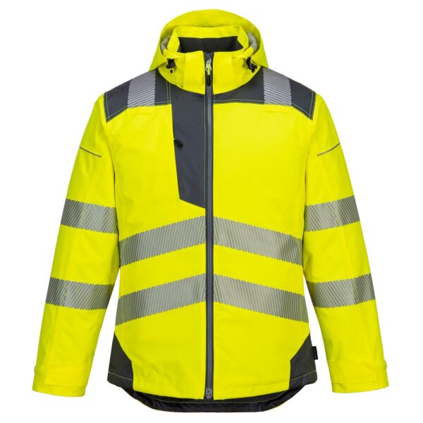 Portwest Warnschutz-Regenjacke T400 Gelb/Grau-XXL