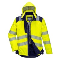 Portwest Warnschutz-Regenjacke T400 Gelb/Marine-3XL