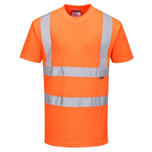 Portwest Warnschutz-T-Shirt kurzarm Orange Sicherheitskleidung für Bahngesellschaften & Industrie 7XL