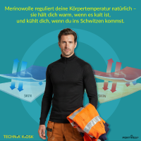 Portwest Shirt aus Merinowolle B184 mit 1/4 Reißverschluss Schwarz 2XL