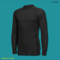 Portwest Merinowolle Shirt Base Layer B183 mit Rundhalsausschnitt Schwarz L