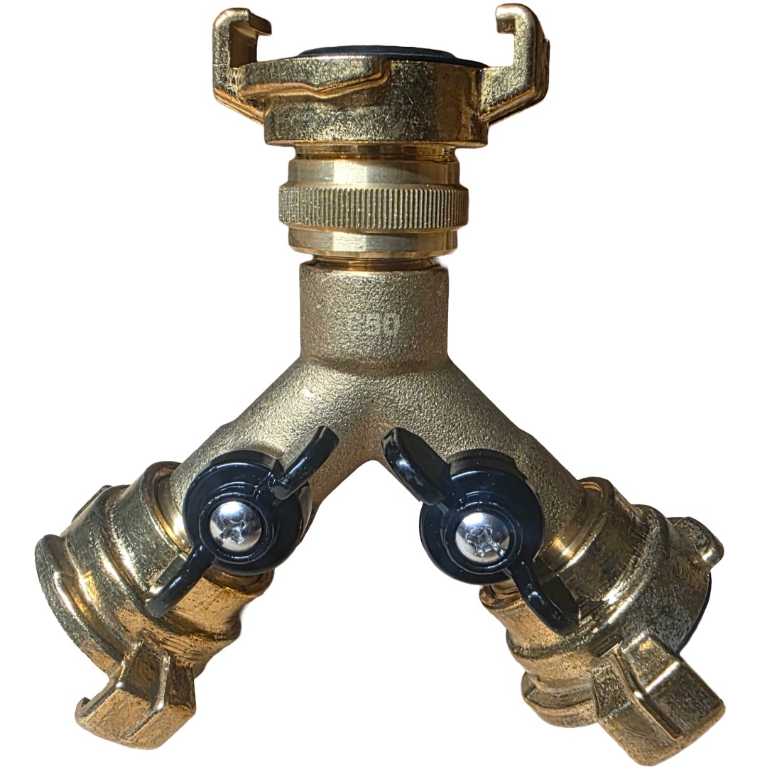 Geka Y-Verteiler Pressmessing mit 2 Absperrventilen – 1 Eingang 2 Ausgänge Geka-kompatibel