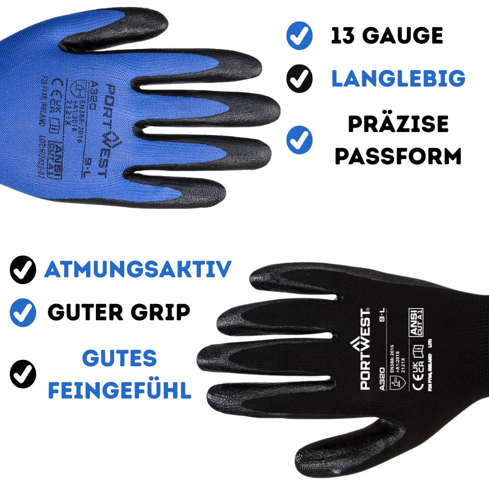 Portwest Dexti-Grip Handschuh A320 Schwarz
